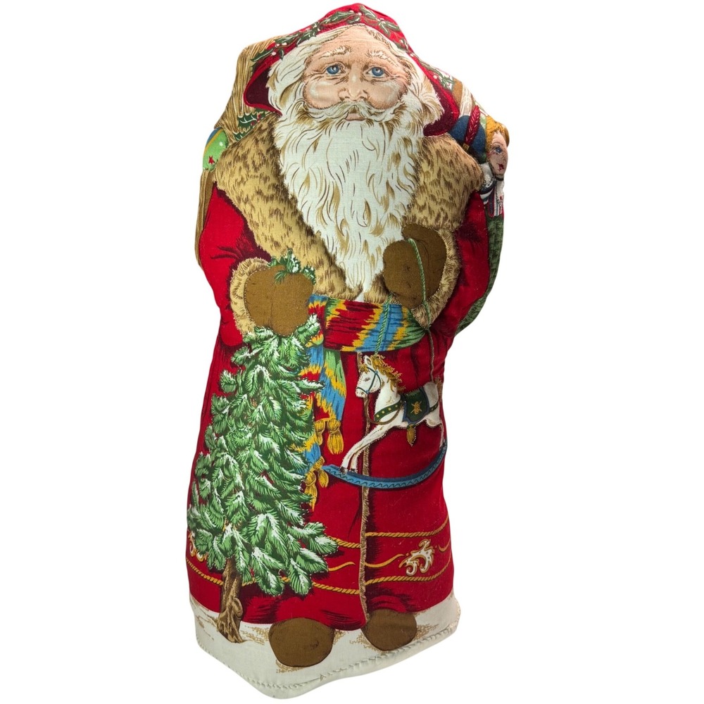 Father Christmas Stuffed Standing Fabric Santa Doll Holiday Decor 19in Red